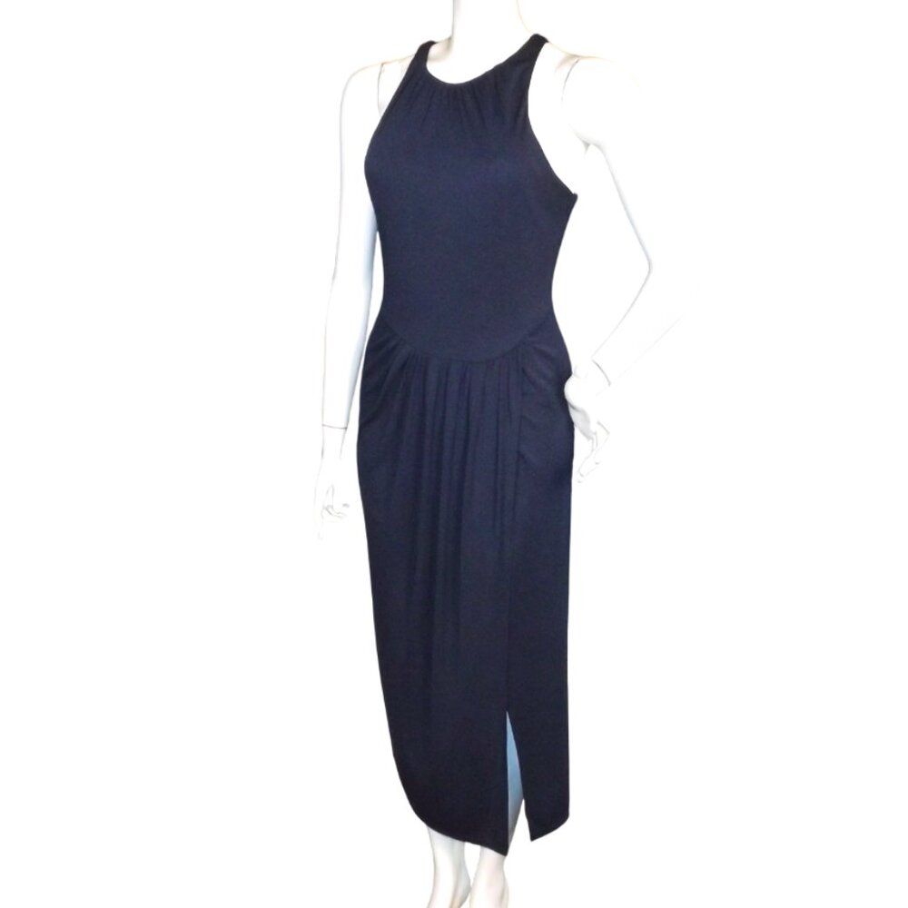 CINQ A SEPT Dress, 8, Blue Sheath, Pleated waist, Tank upper, Tall Vent, Midi - Picture 4 of 14